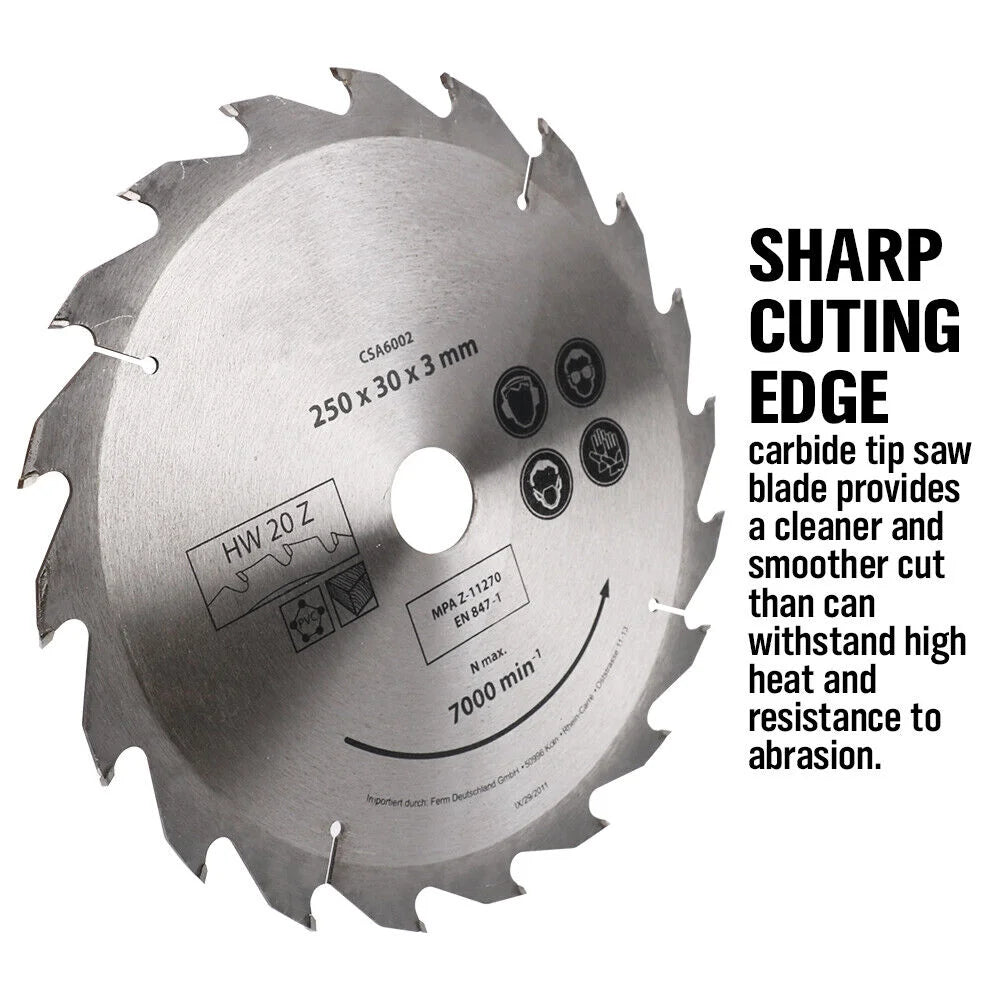 Circular Saw Blade Set 4x 250MM 20T Disc Saw Blade for Wood