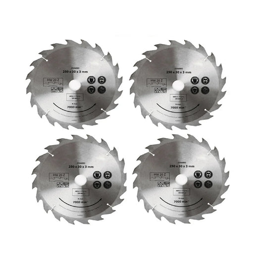 Circular Saw Blade Set 4x 250MM 20T Disc Saw Blade for Wood