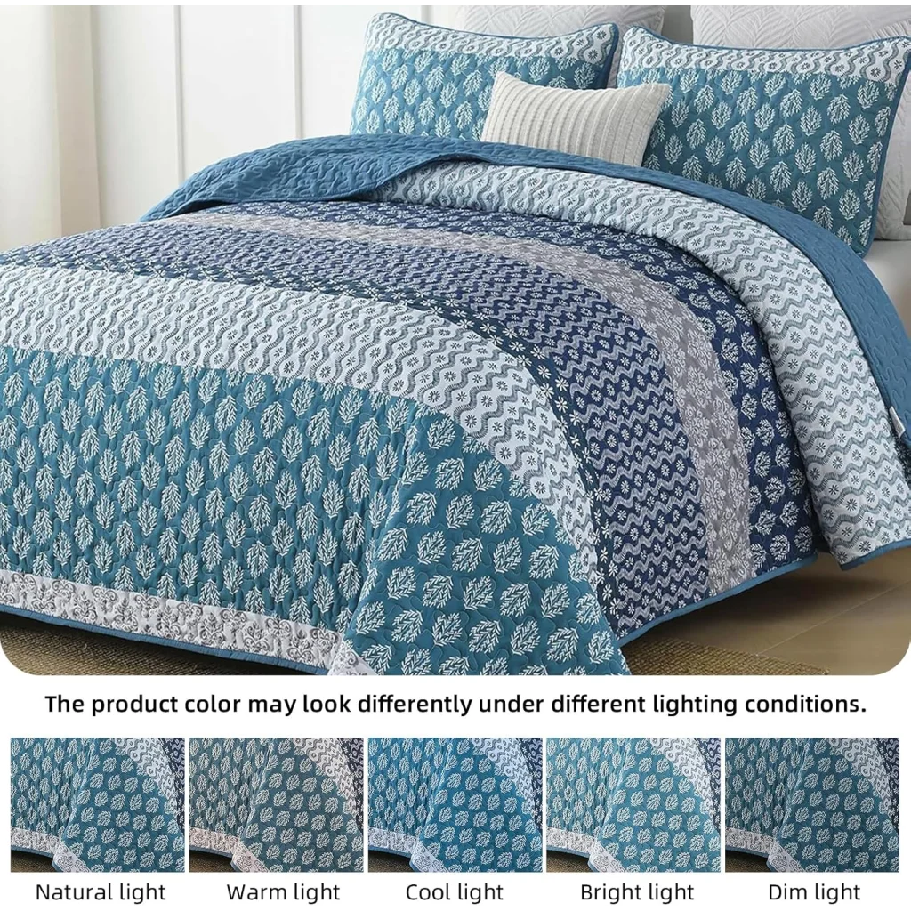 Classic Hydrangea Soft Quilted 3 Pc Bedspread & Pillow