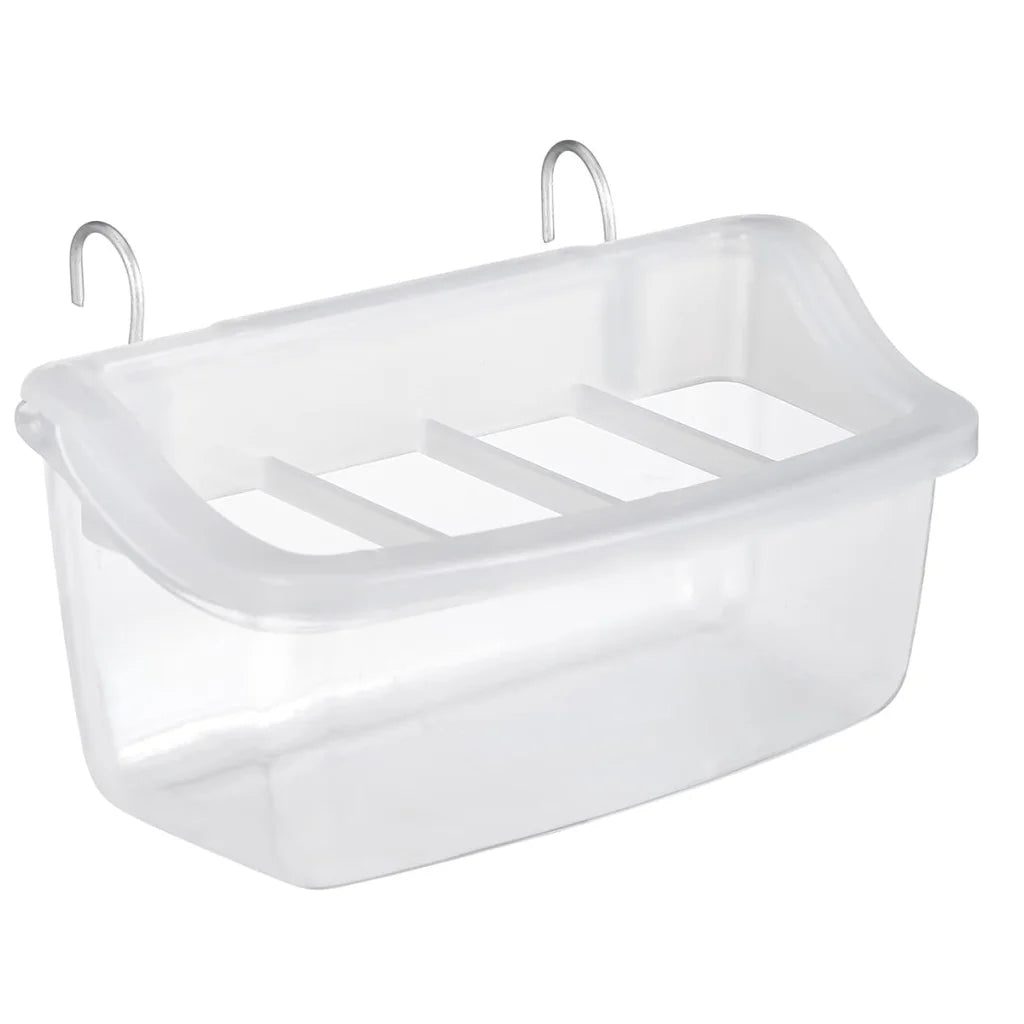 Clear Bird Feeder Box Parrot Food Dispenser Cage Sink