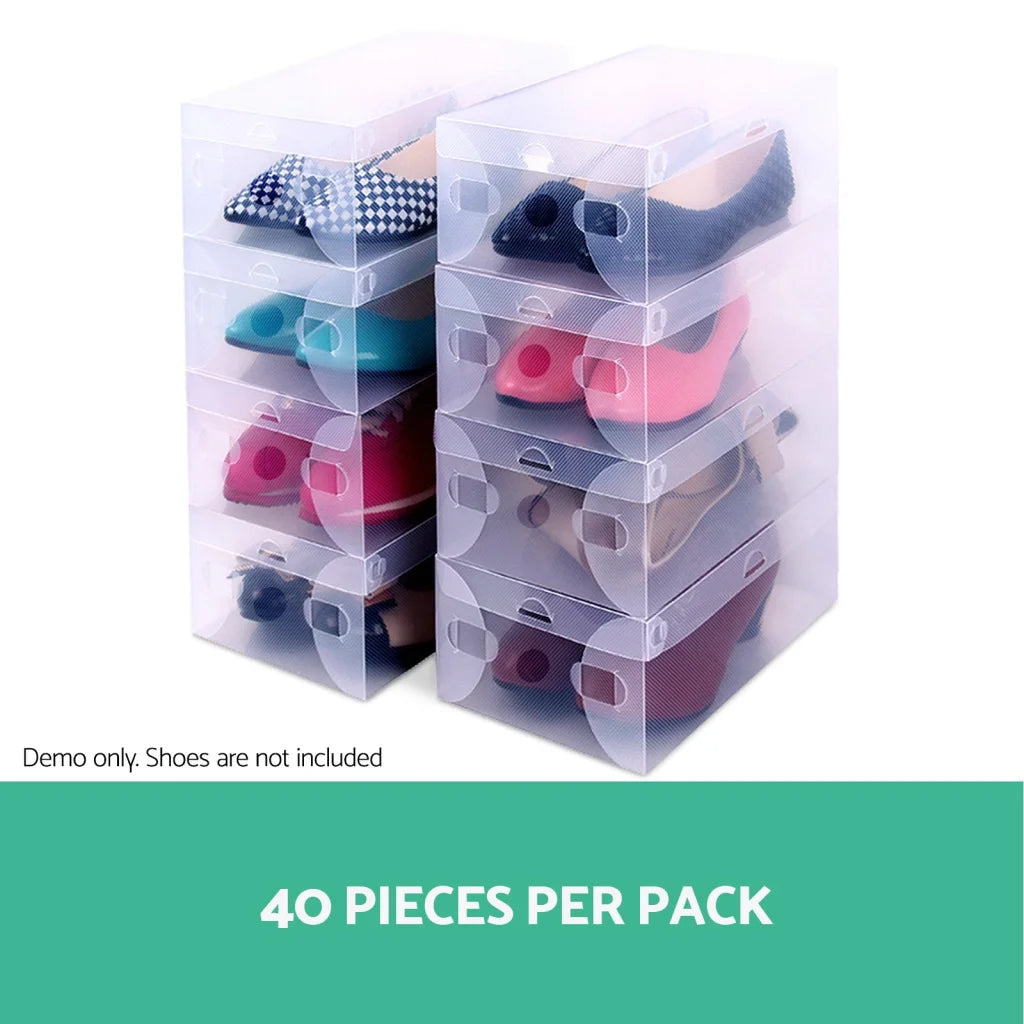 Clear Shoe Storage Box 40pcs Transparent Foldable Stackable