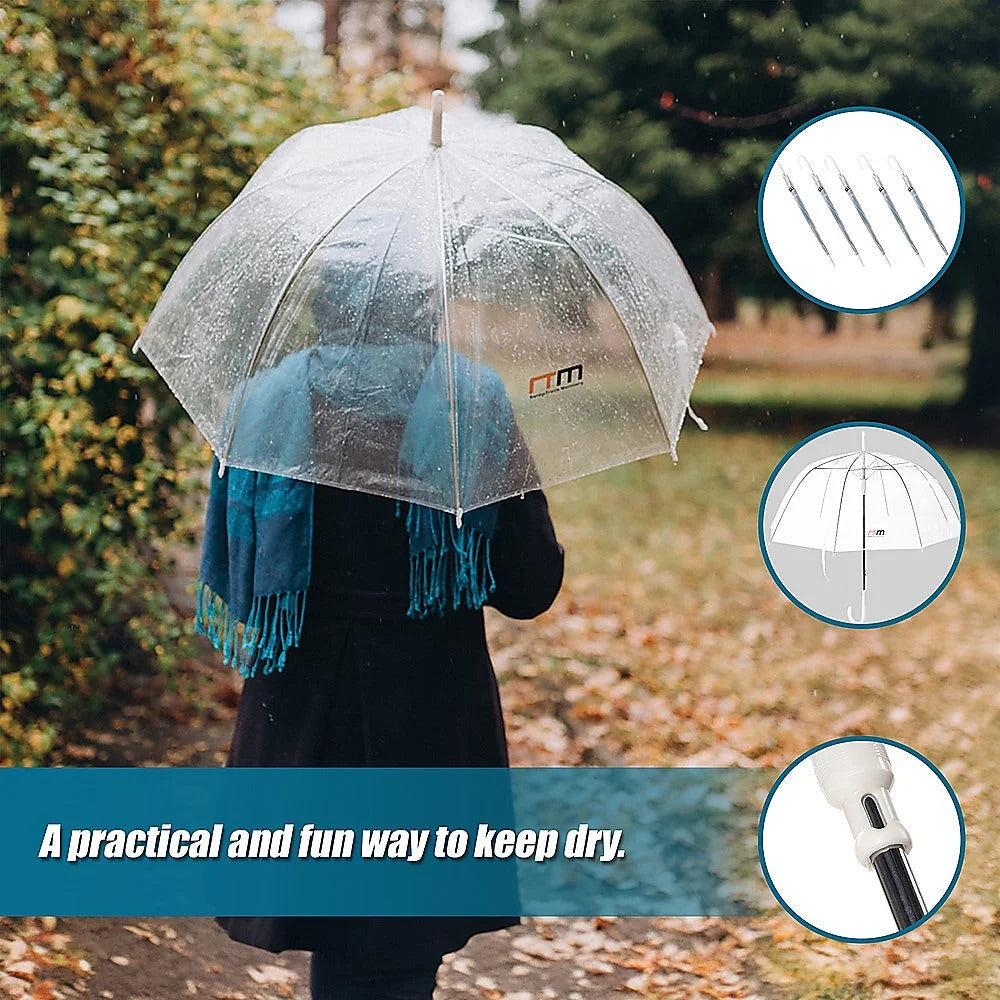 Clear Transparent Rain Walking Umbrella Parasol 5x PVC Dome