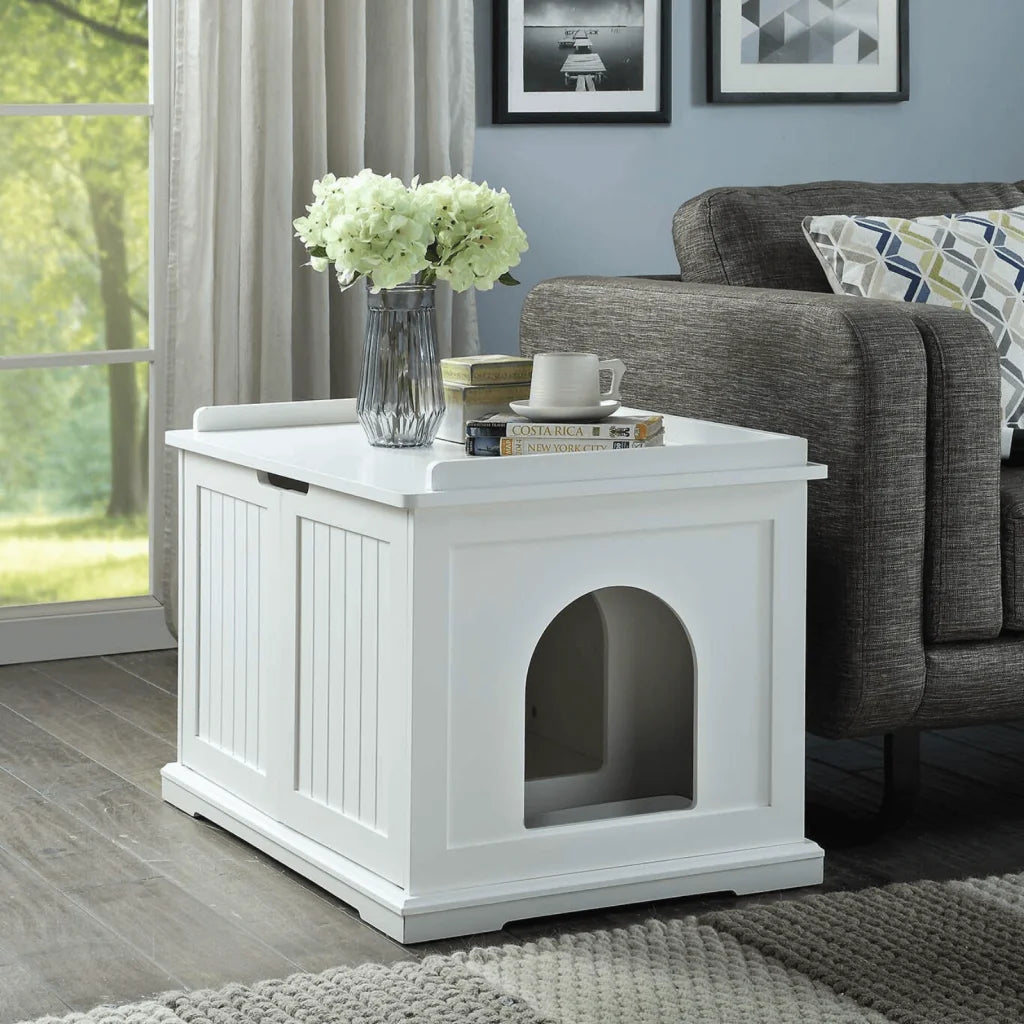 Cleo Cat Litter Cabinet - White - Pet Care