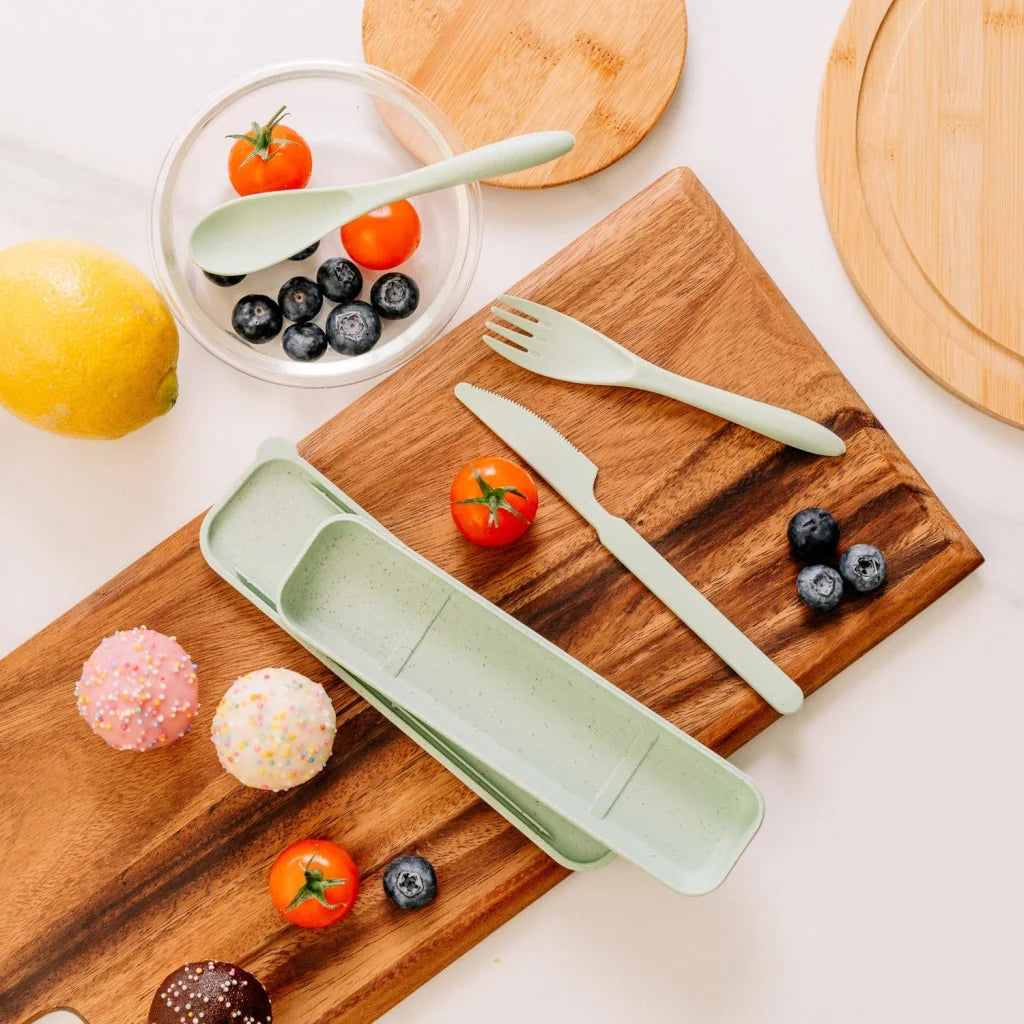 Clevinger Reusable Wheat Straw Fibre Cutlery Set with Case