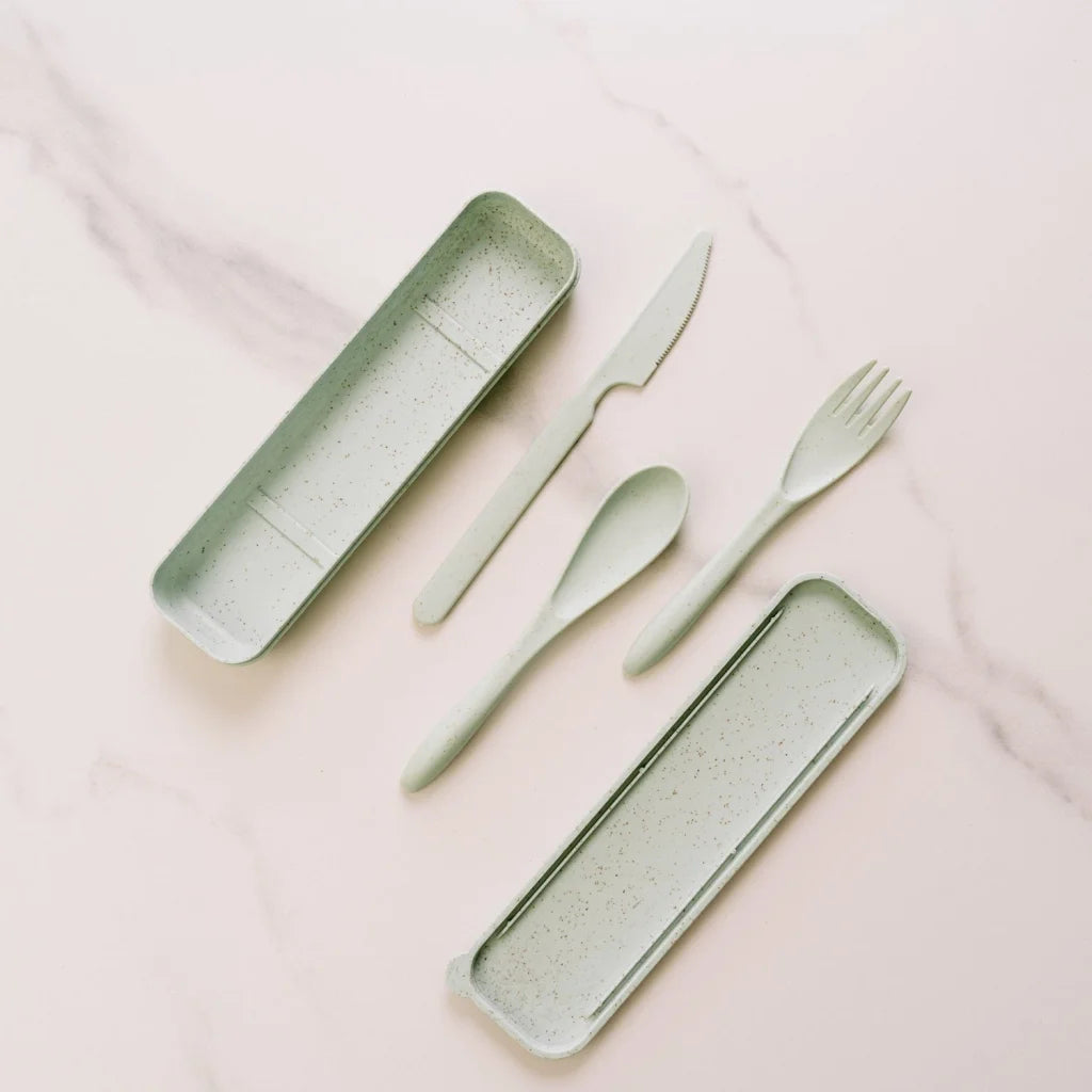 Clevinger Reusable Wheat Straw Fibre Cutlery Set with Case