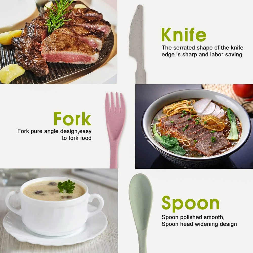 Clevinger Reusable Wheat Straw Fibre Cutlery Set with Case