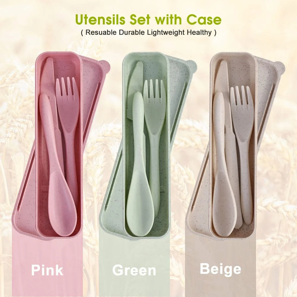 Clevinger Reusable Wheat Straw Fibre Cutlery Set with Case