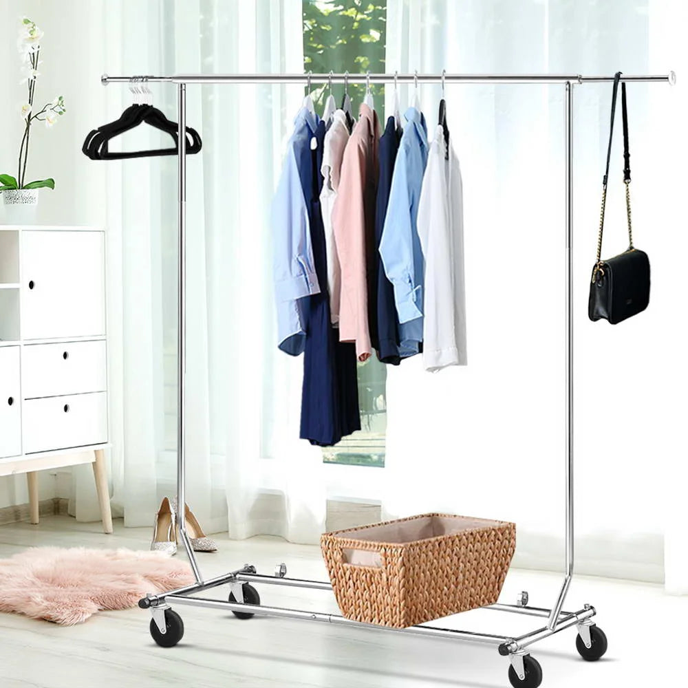 Clothes Coat Rack Stand Portable Garment Hanging Rail