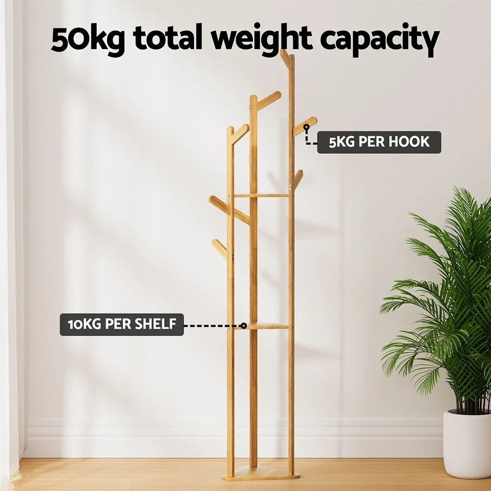 Clothes rack coat with upright supports and shelf tiers