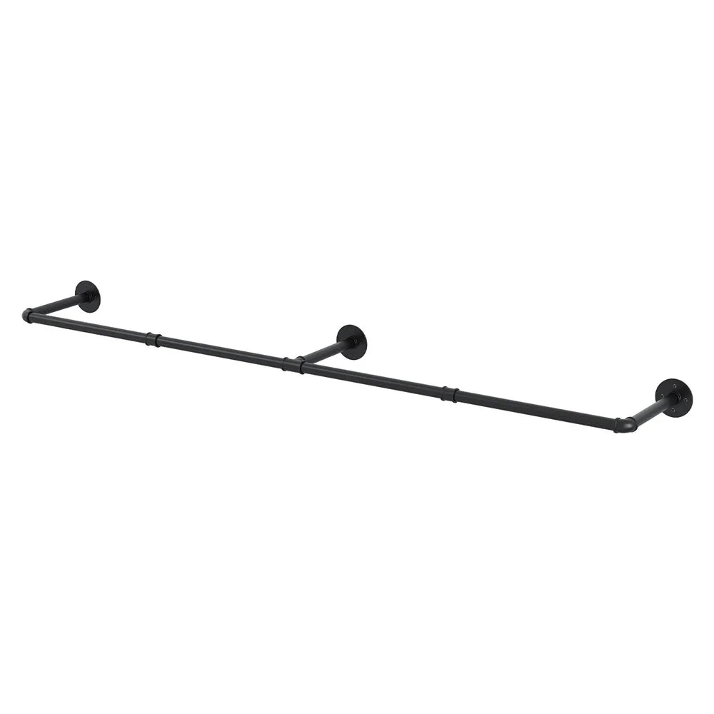 Clothes rack floating with open shelves and sturdy supports