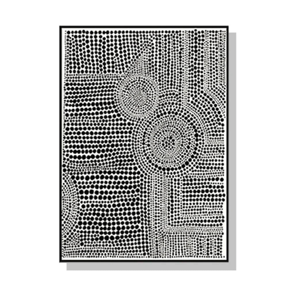 Clustered Dots A Wall Art Canvas 90cmx135cm Black Frame