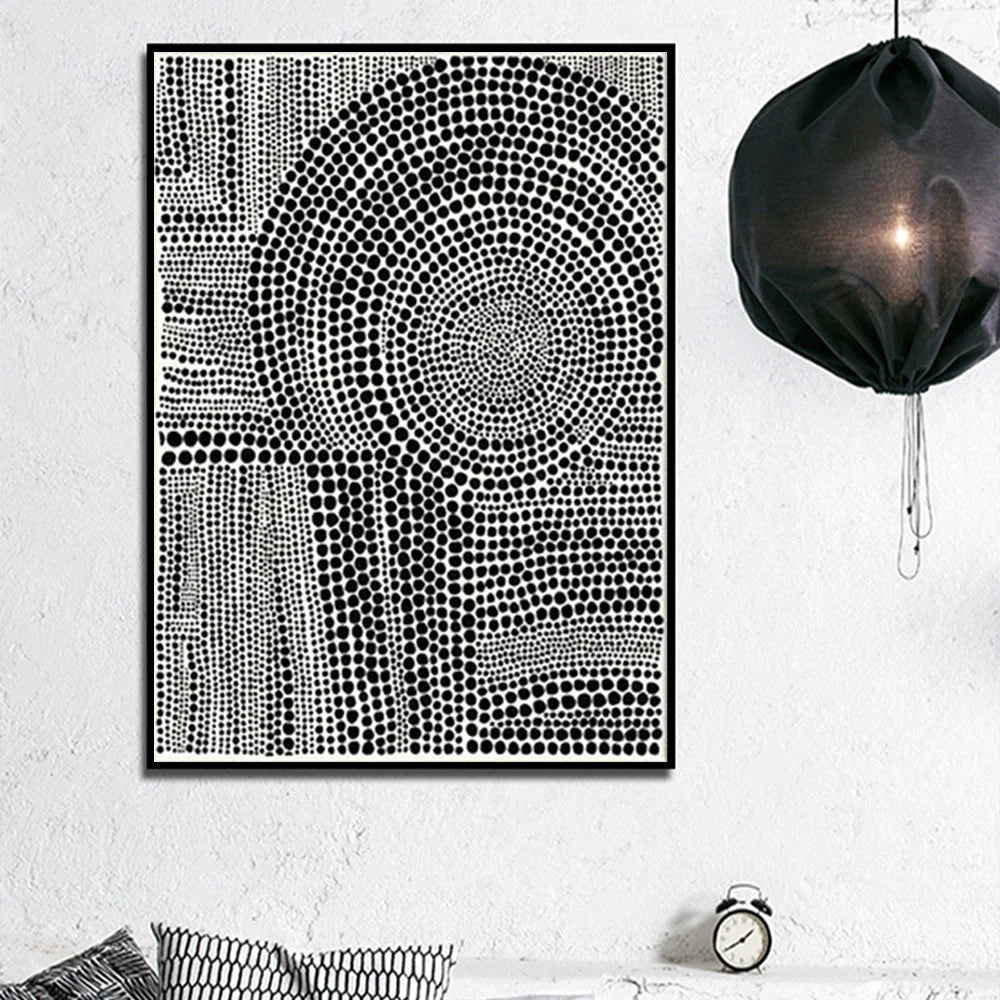 Clustered Dots B Wall Art Canvas 40cmx60cm Black Frame