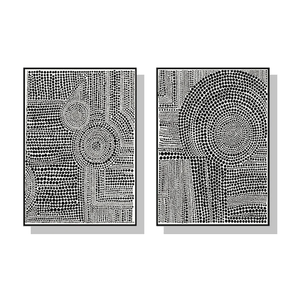 Clustered Dots Wall Art Canvas 90cmx135cm 2 Sets Black