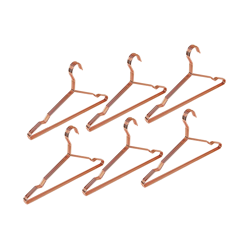 Gold metal 5 coat hangers adult with rose wire clothes suits