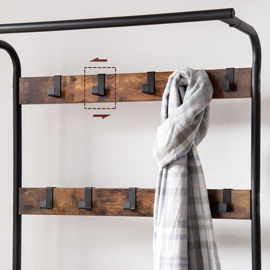Coat Rack with Shoe Bench Wood Look Accent Furniture &