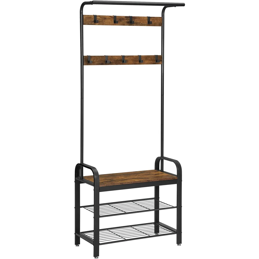 Coat Rack with Shoe Bench Wood Look Accent Furniture &