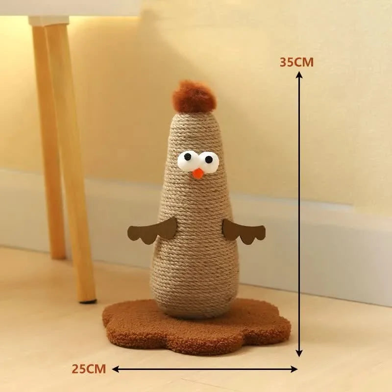 Coffee Adorable Chick Cat Scratching Post - Durable Sisal