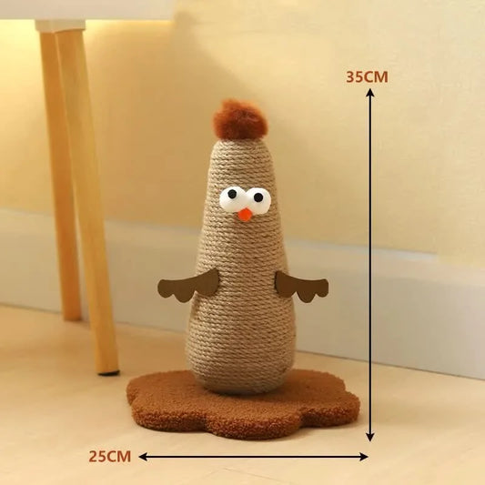 Coffee Adorable Chick Cat Scratching Post - Durable Sisal