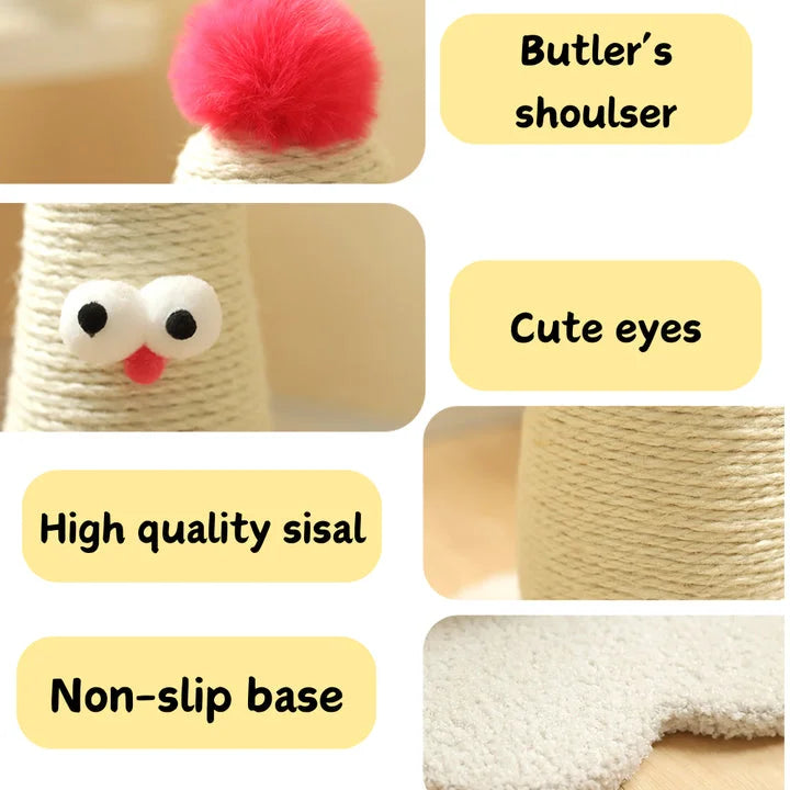 Coffee Adorable Chick Cat Scratching Post - Durable Sisal
