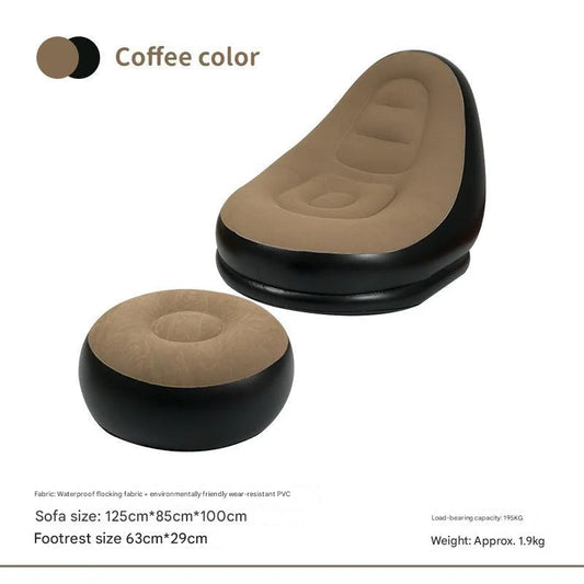 Coffee And Black Patchwork Portable Inflatable Sofa Chair