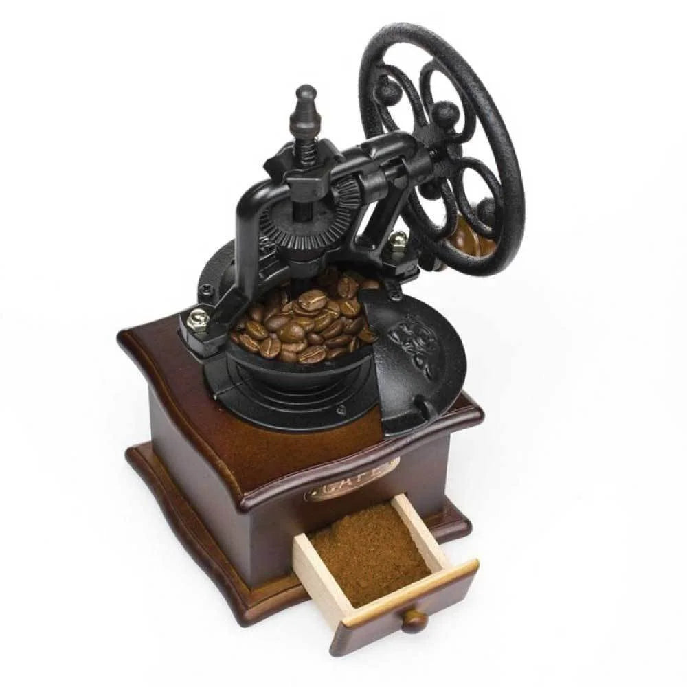 Coffee Bean Grinder Vintage Retro Manual Wood Hand Wheel Nut Mill
