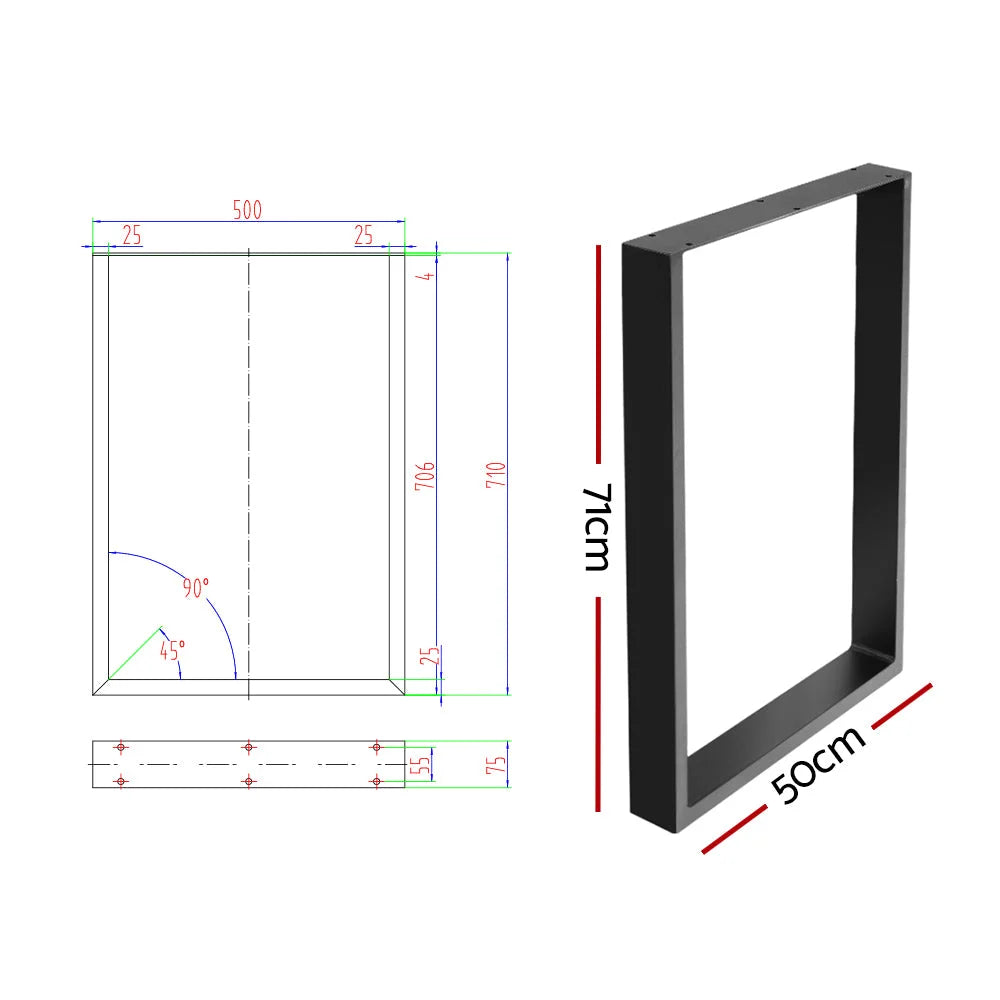Coffee Dining Steel Table Legs Set of 2 Industrial Vintage