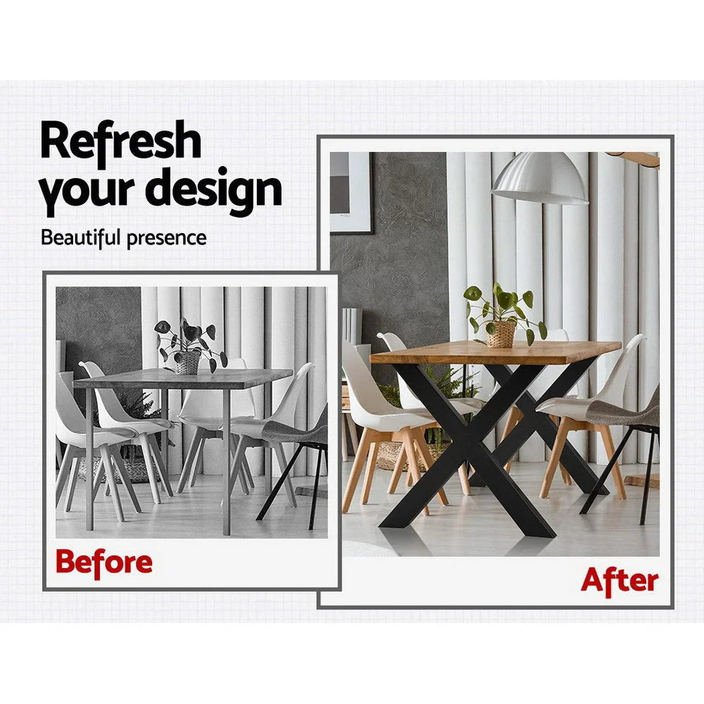 Dining table with 2x legs coffee industrial