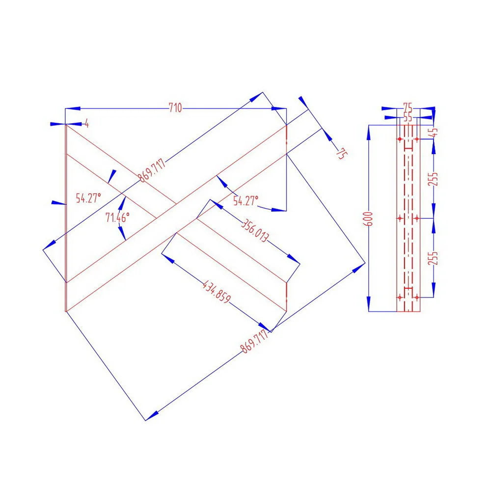 Metal steel 2x 710mm dining table for dining room meals
