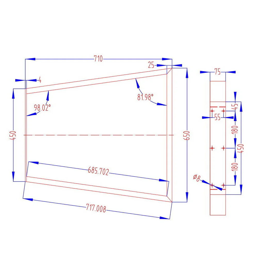 Steel metal 2x 710mm dining table for dining room meals
