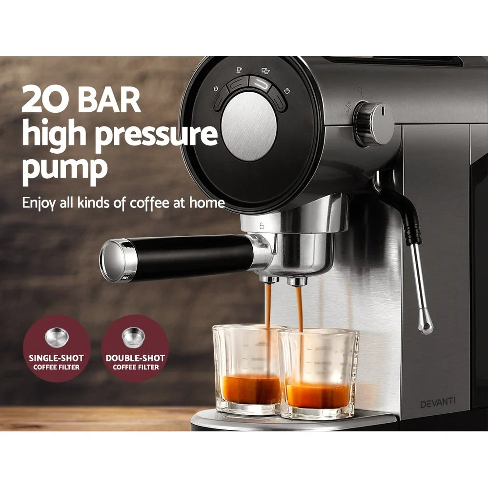 Coffee machine espresso with front angle shown