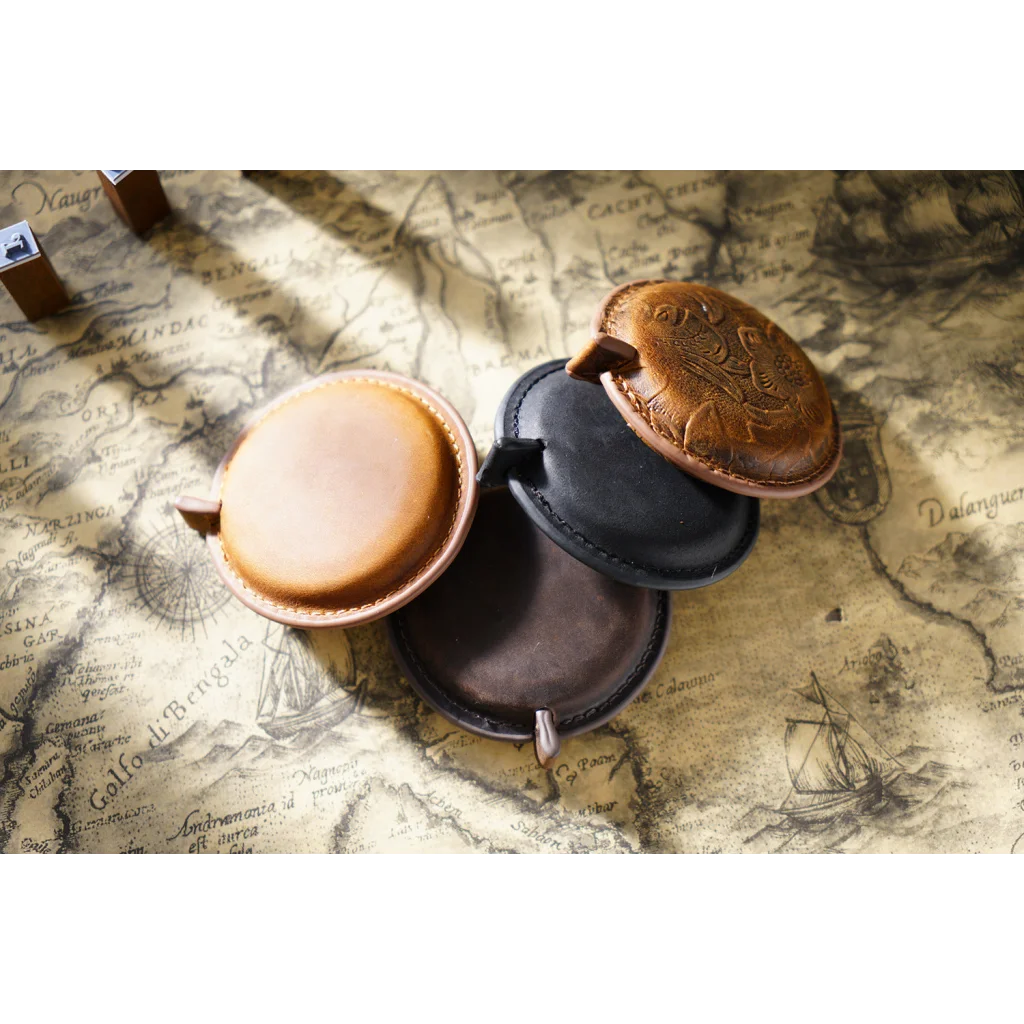 Coffee Mini Leather Tape Measure - 1.5m/60in - Round Plain