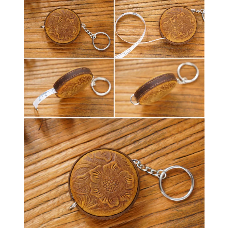Coffee Side Band Mini Leather Tape Measure - 1.5m/60in
