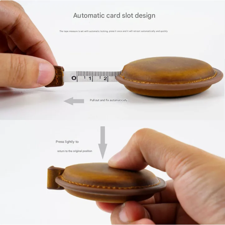 Coffee Side Band Mini Leather Tape Measure - 1.5m/60in