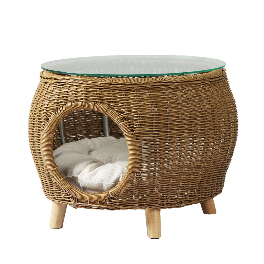 Coffee Side Table Wicker Aluminium Desk Pet Bed Storage