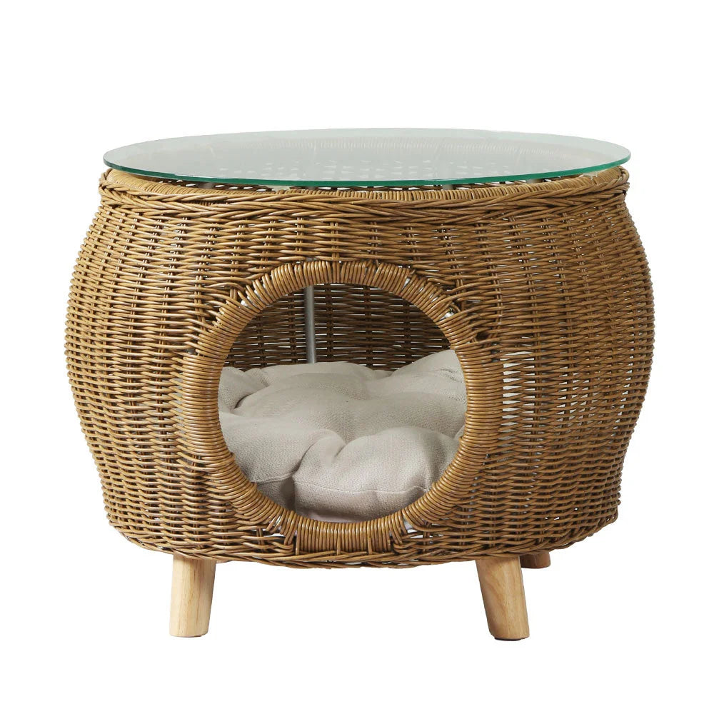 Coffee Side Table Wicker Aluminium Desk Pet Bed Storage