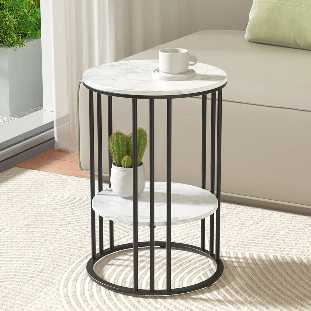 Coffee Table Two Tier Round Marble