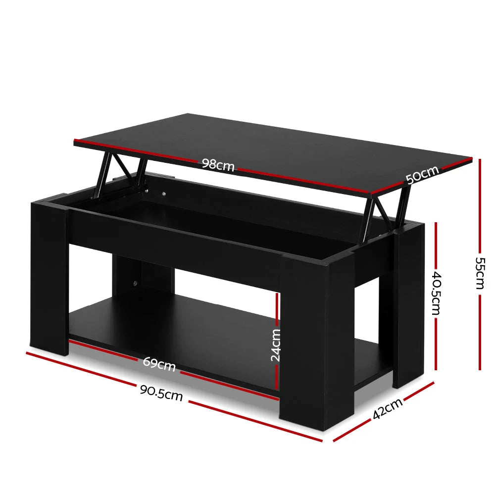 Black storage shelf Coffee Table Lift Up Top