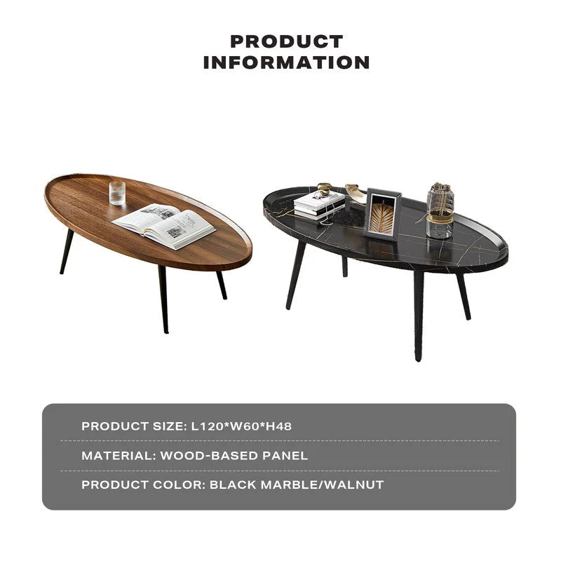 Coffee Table Living Room Accent Oval Contemporary Leisure