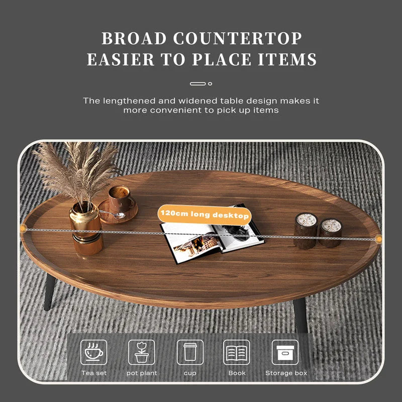 Coffee Table Living Room Accent Oval Contemporary Leisure