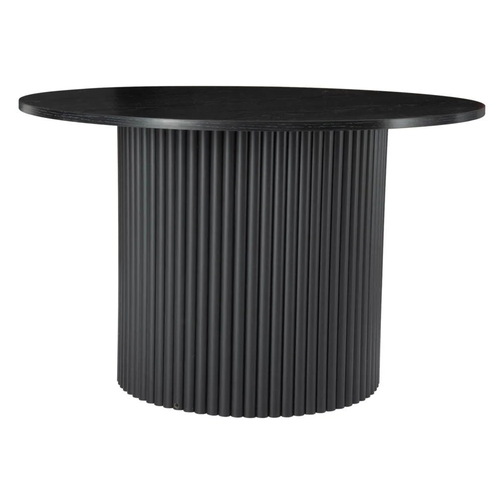 Coffee Table Luxe Black Ribbed Texture Wooden - Furniture