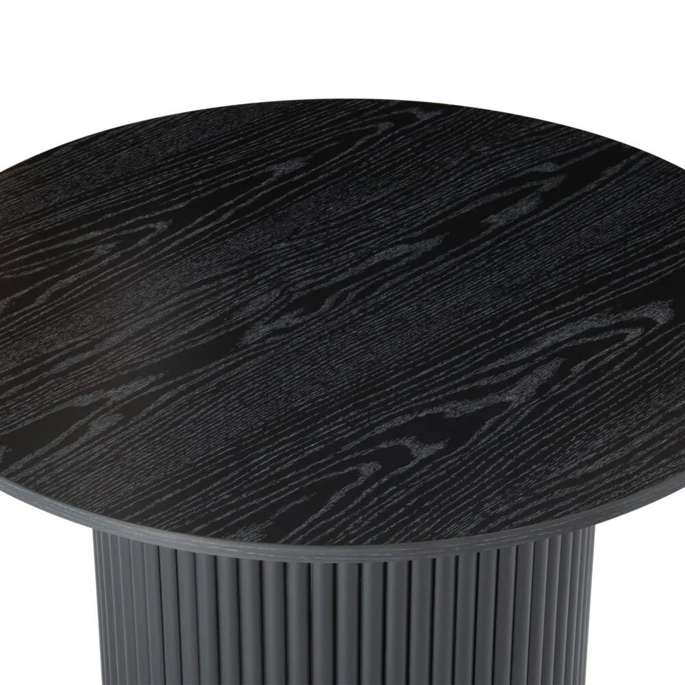 Coffee Table Luxe Black Ribbed Texture Wooden - Furniture