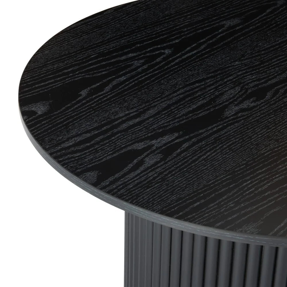 Coffee Table Luxe Black Ribbed Texture Wooden - Furniture