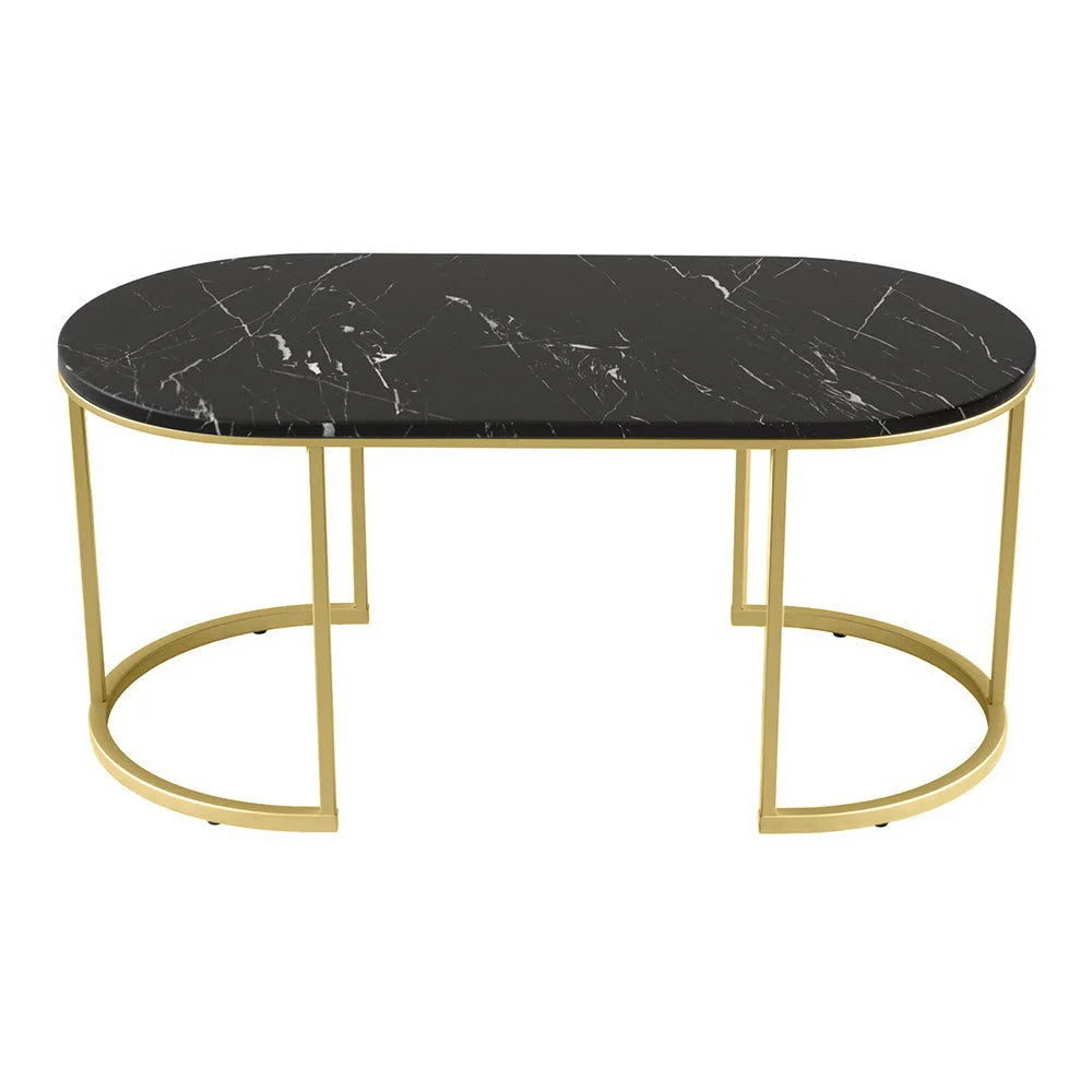 Coffee Table Marble Effect - Black - Furniture