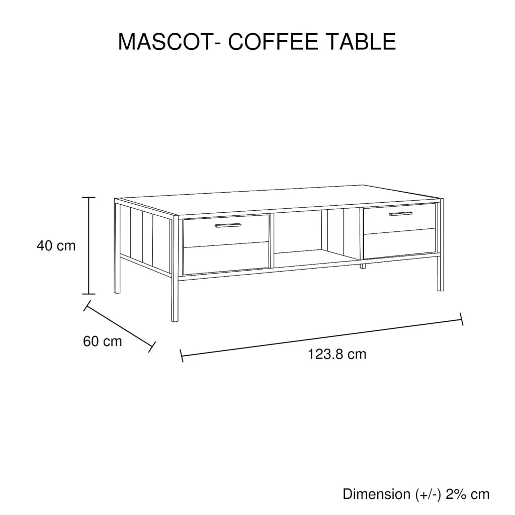 Coffee Table Mascot Living Room Unit with Drawer - Oak