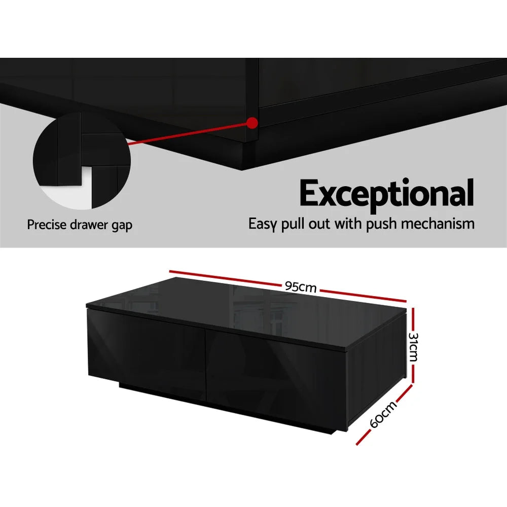 Coffee Table Modern 4 Drawer Storage