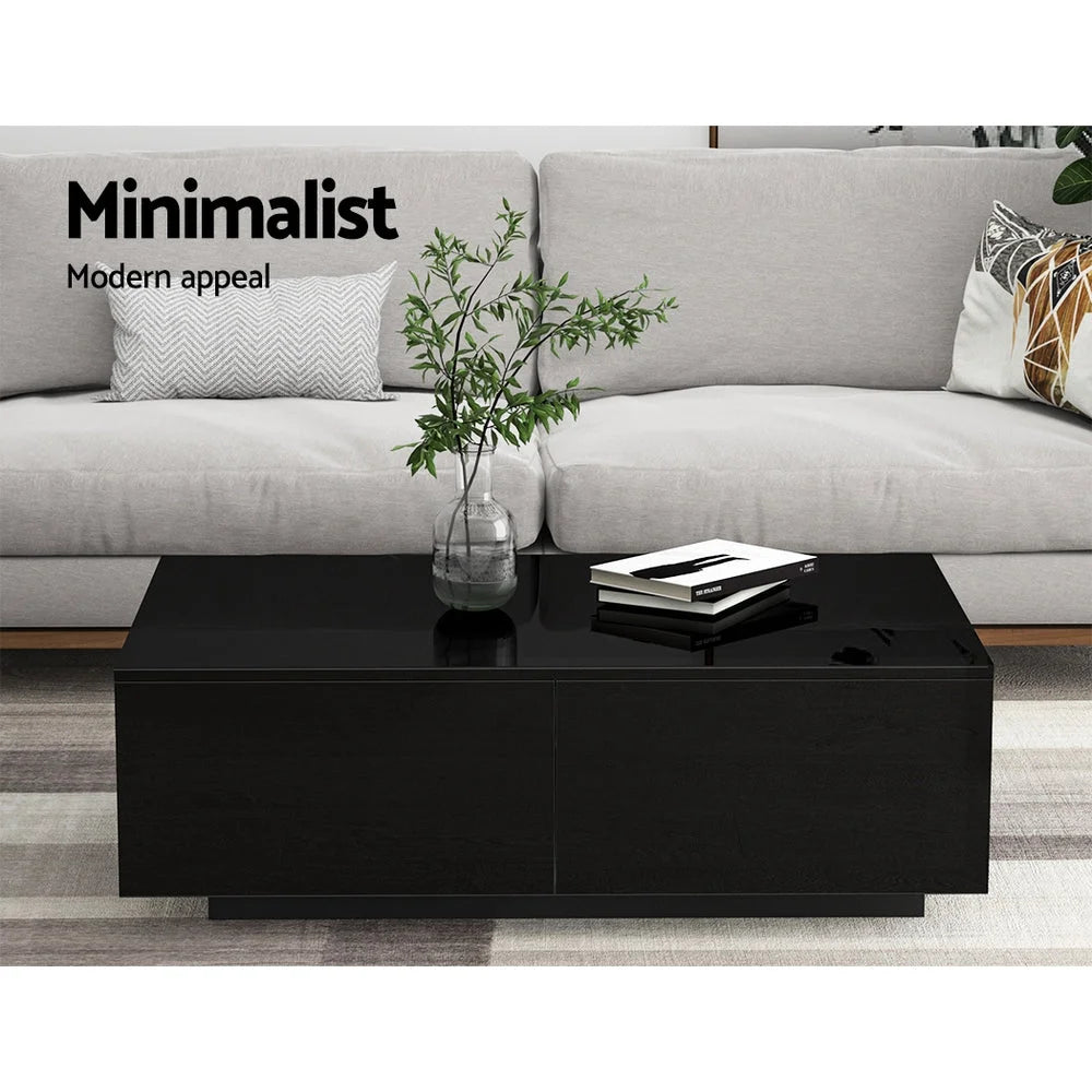 Coffee Table Modern 4 Drawer Storage High Gloss