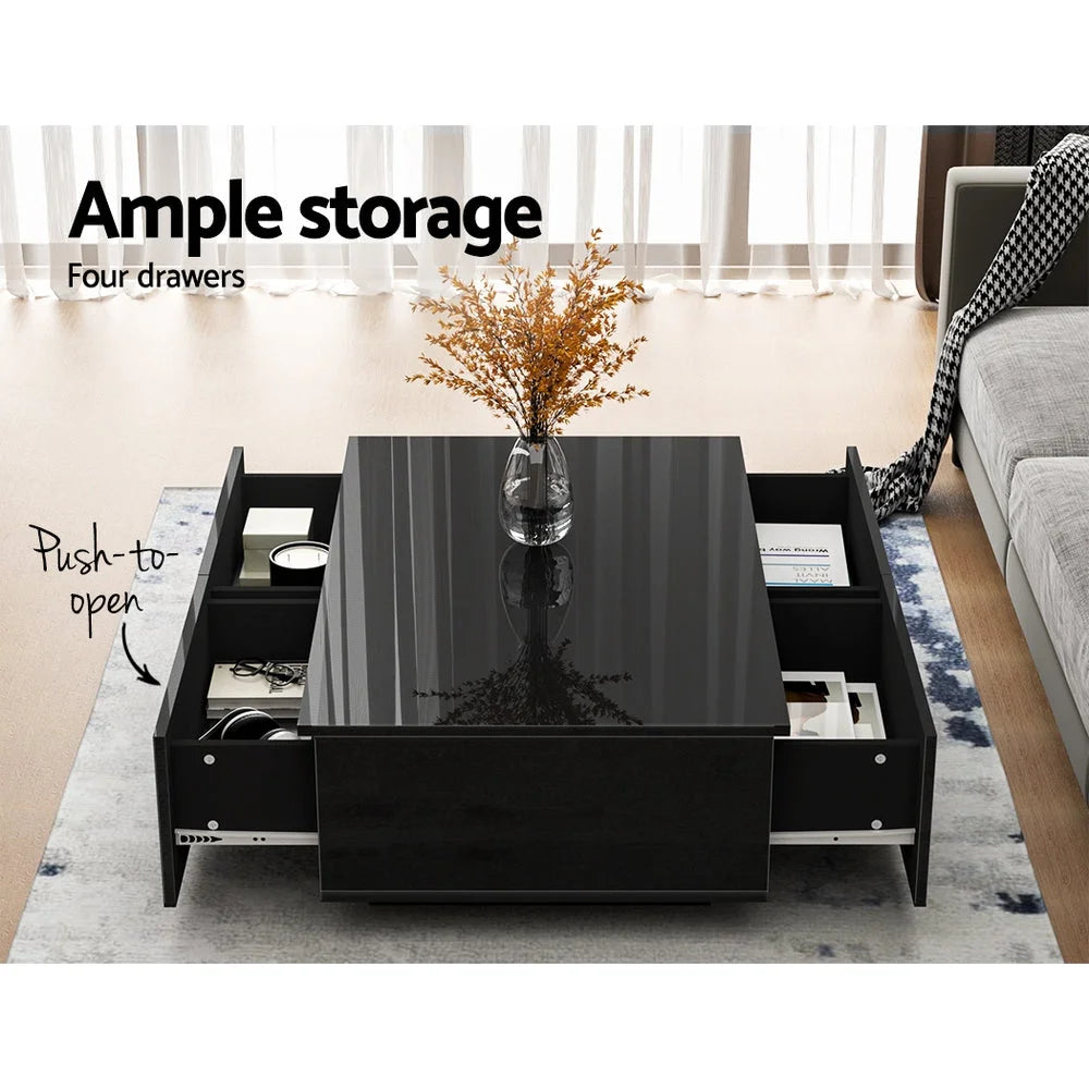 Table with coffee drawer storage high gloss