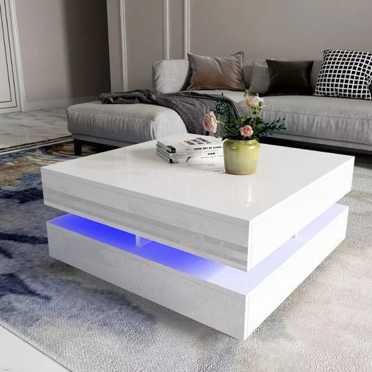 Coffee Table Modern Large High Gloss with LED Lights