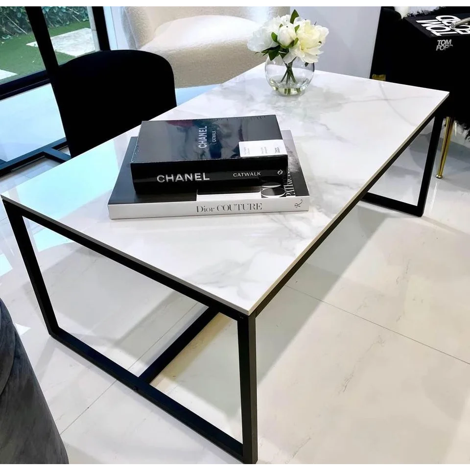 Coffee Table Monaco Rectangle - White Marble Stone