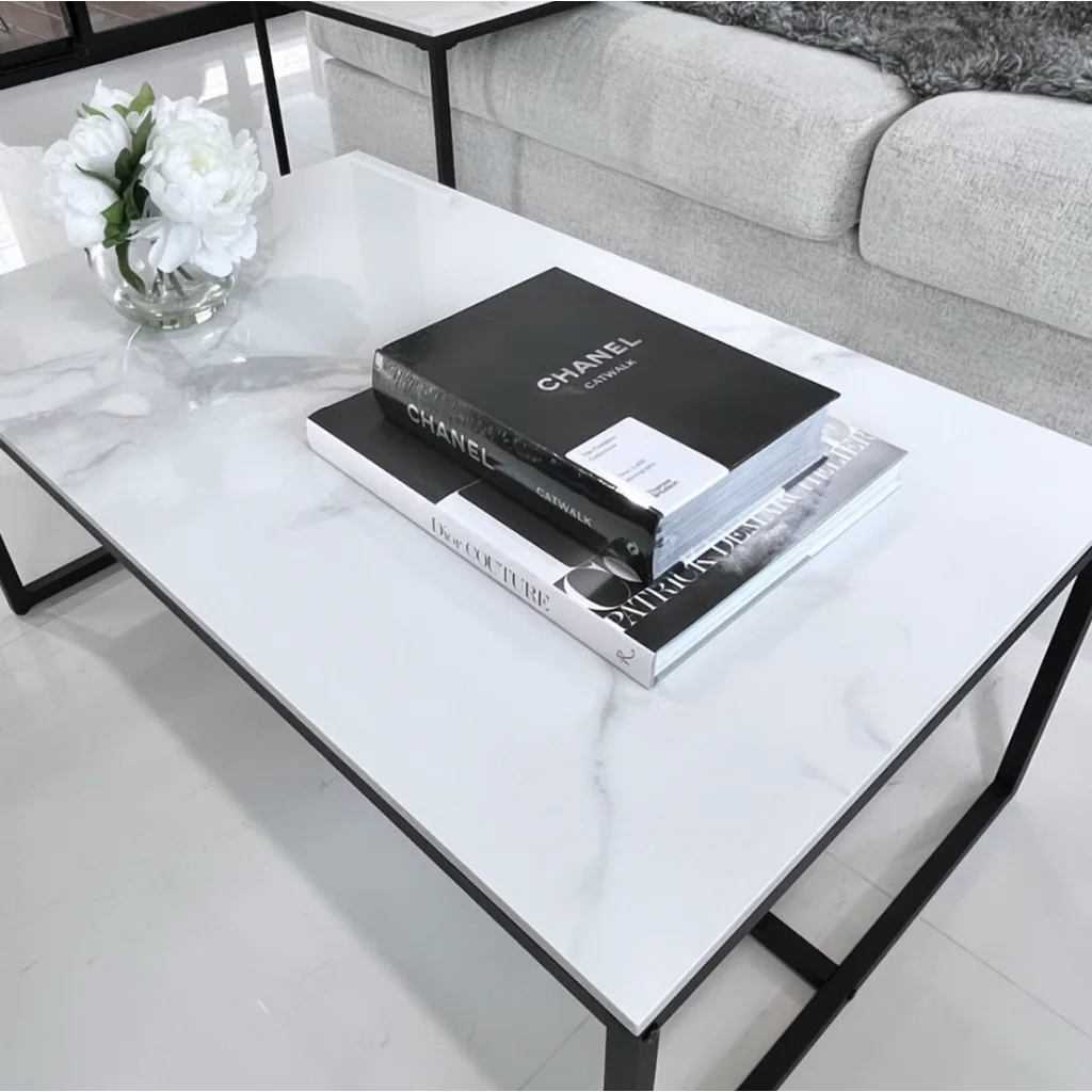 Coffee Table Monaco Rectangle - White Marble Stone